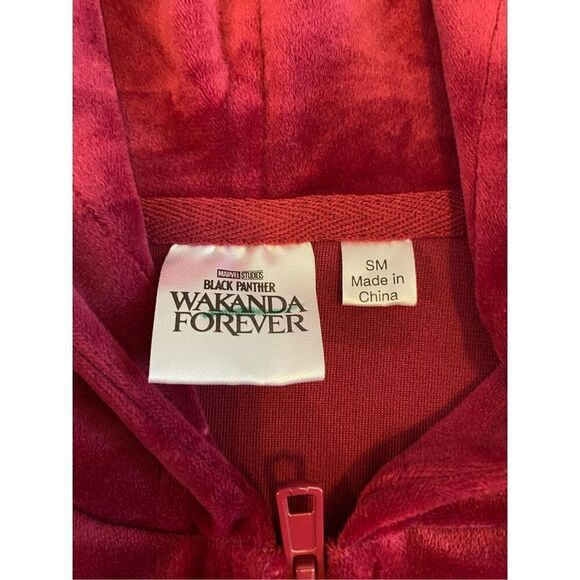 Marvel Black Panther Wakanda Forever Velour Full Zip Hoodie Sweatshirt Soft - Picture 7 of 13